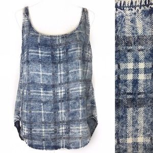 Velvet Heart Blue Plaid Hi-Low Hem Tank